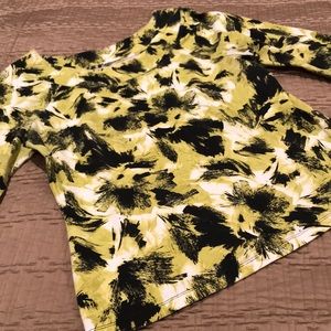 Laura Ashley top, cotton blend, lime/black, M